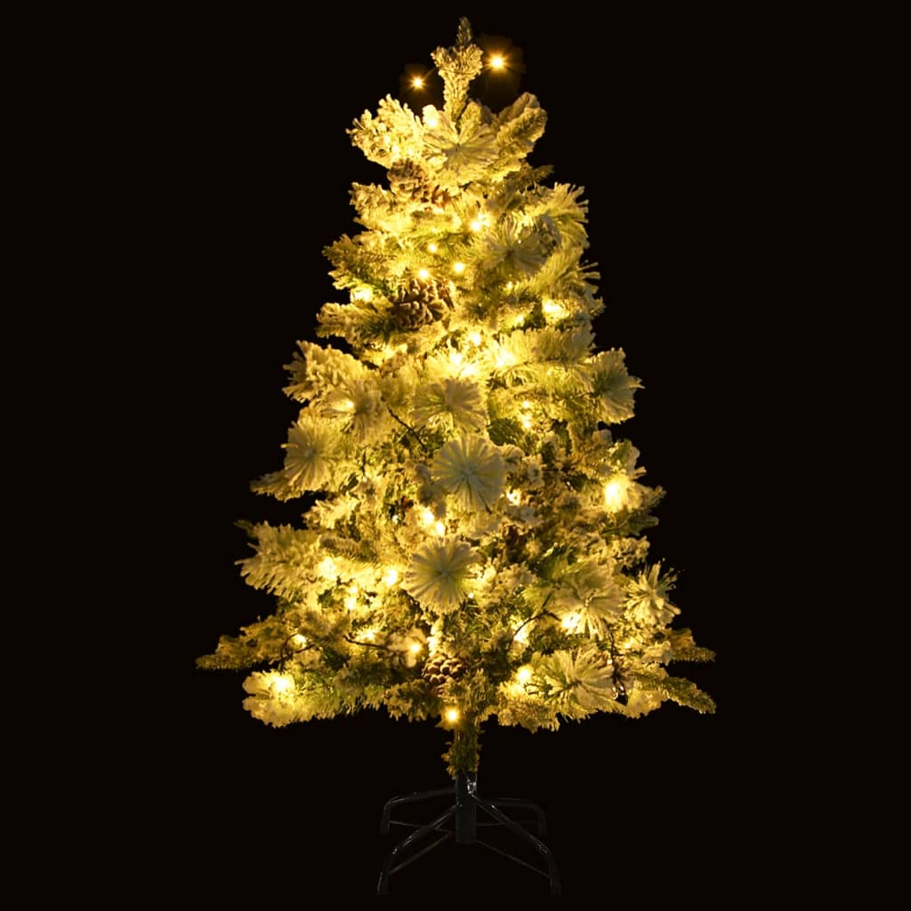 Albero di Natale Innevato con LED e Pigne 150 cm in PVC e PE - AMDGarden