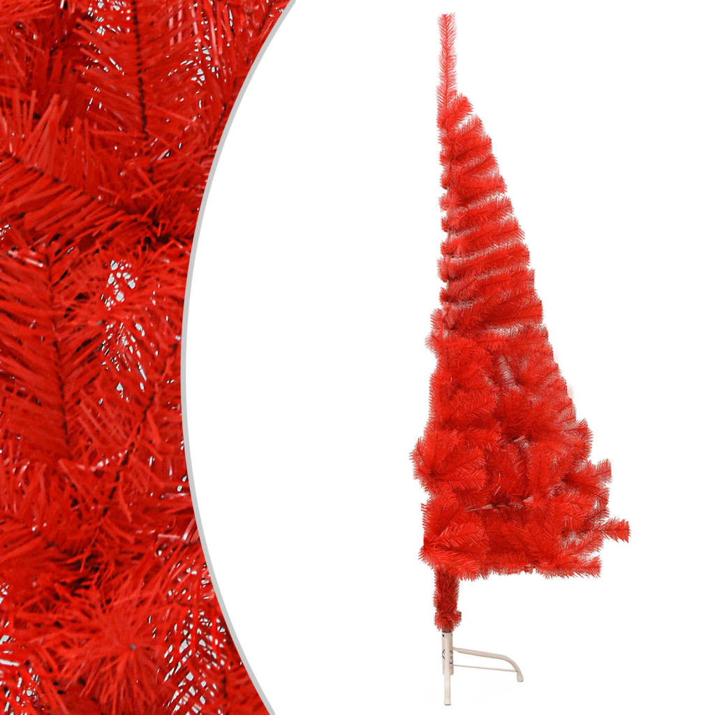 Albero di Natale Artificiale a Metà con Supporto Rosso 120 cm PVC -  AMDGarden