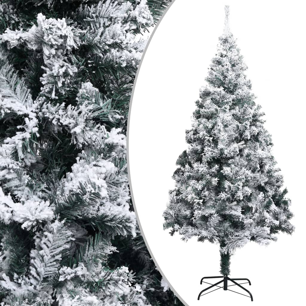 Albero di Natale Artificiale con Luci LED e Neve Verde 180 cm
