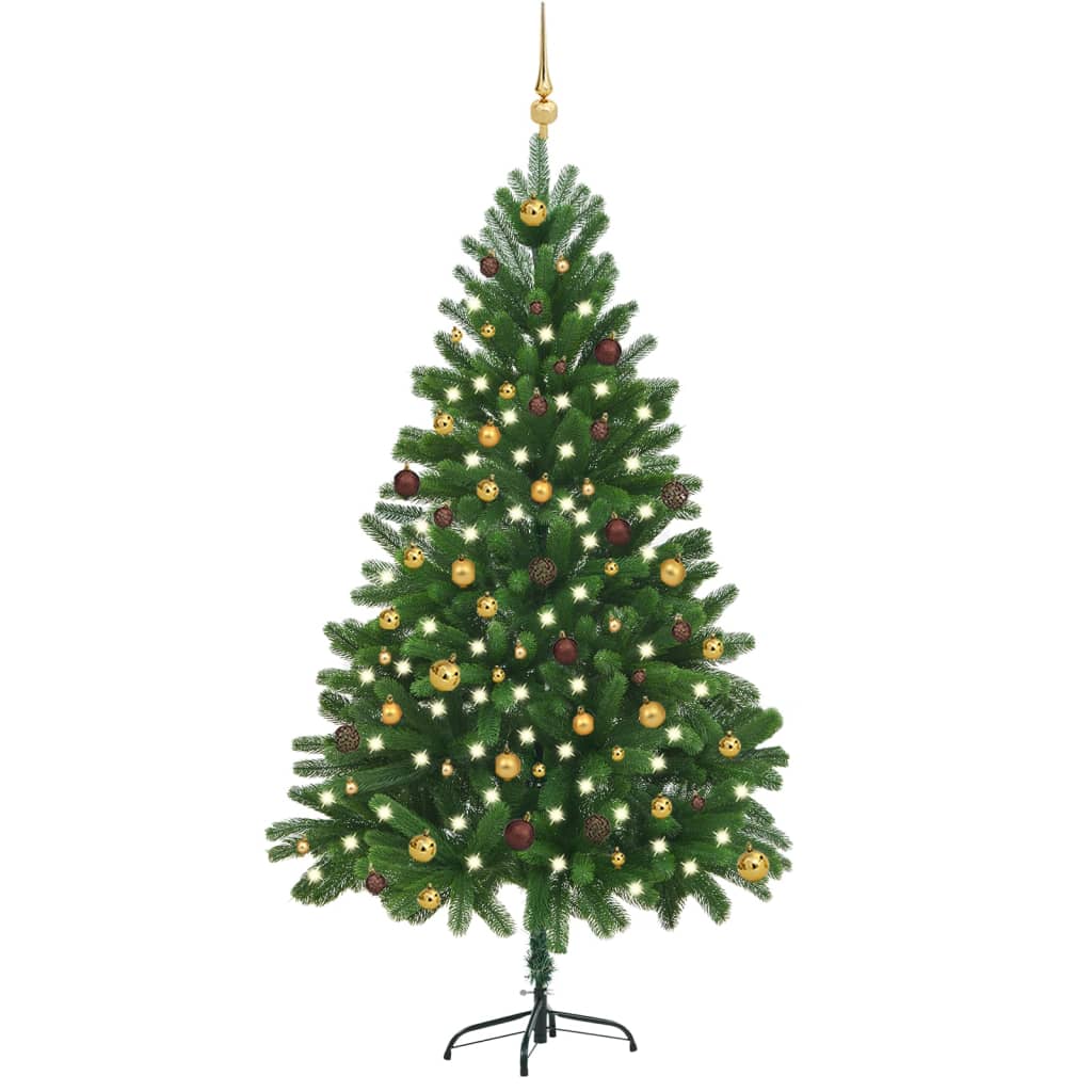 Set Albero di Natale Artificiale LED e Palline Verde 210 cm PVC - AMDGarden