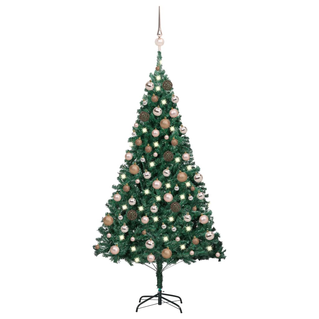 Set Albero di Natale Artificiale con LED e Palline Verde 180cm PVC -  AMDGarden