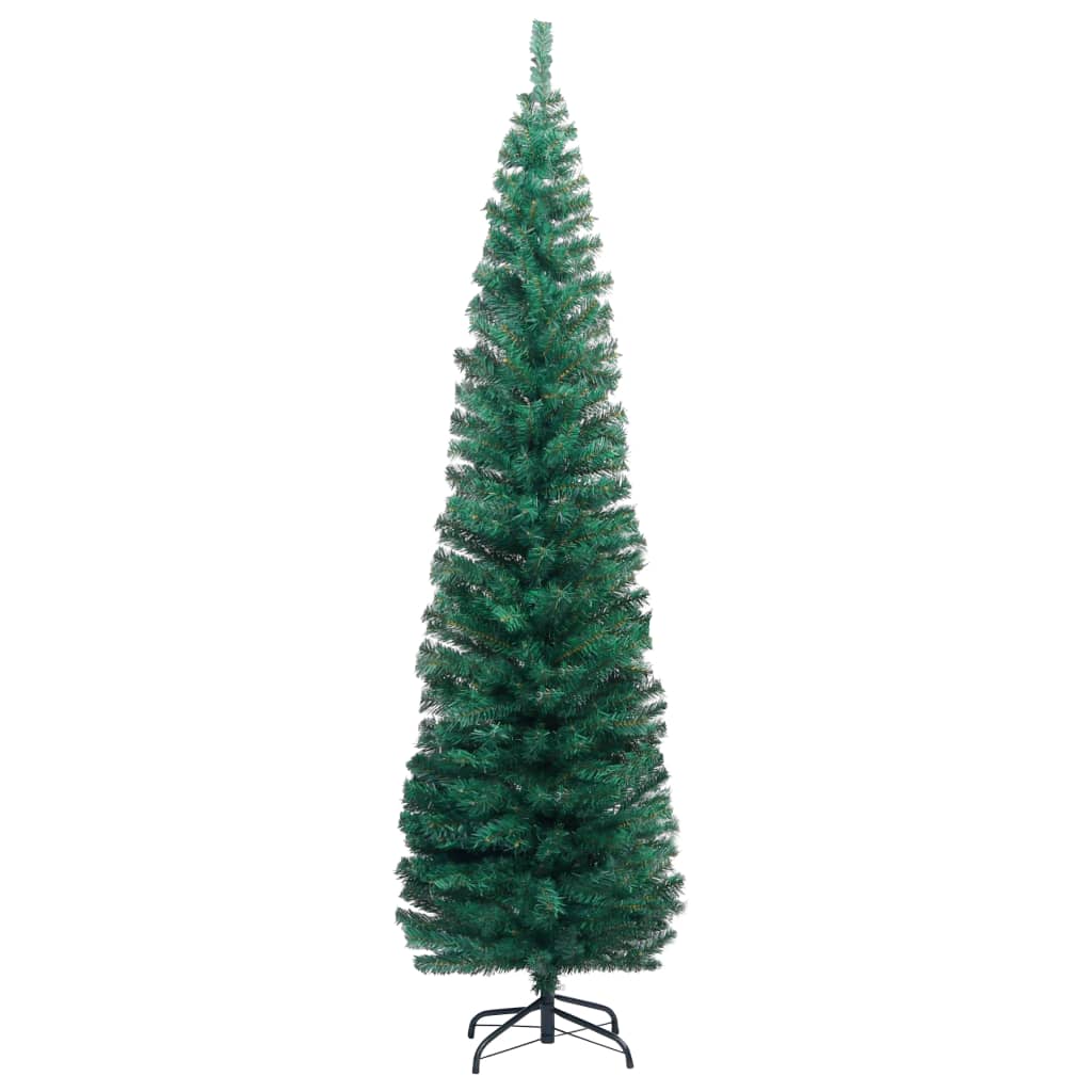 Albero di Natale Artificiale Sottile Supporto Verde 240 cm PVC