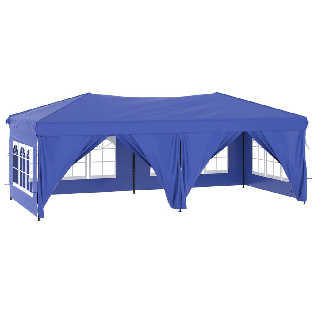 Gazebo Pieghevole con 4 Pareti 3x6m Acciaio Blu - AMDGarden