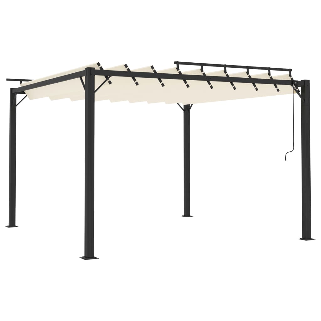 Gazebo con Tetto Lamellare 3x3 m Tessuto Crema e Alluminio