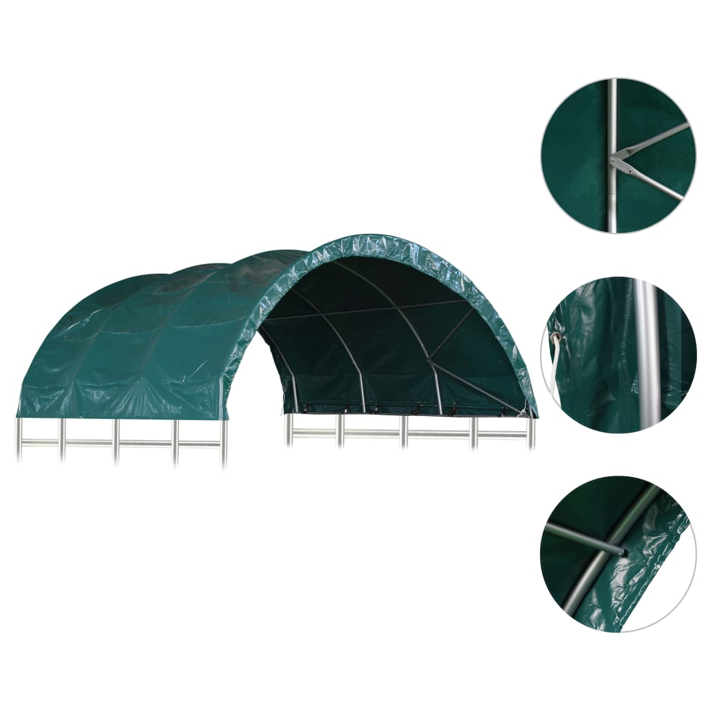 Tenda per Bestiame in PVC 3,7x3,7 m Verde - AMDGarden